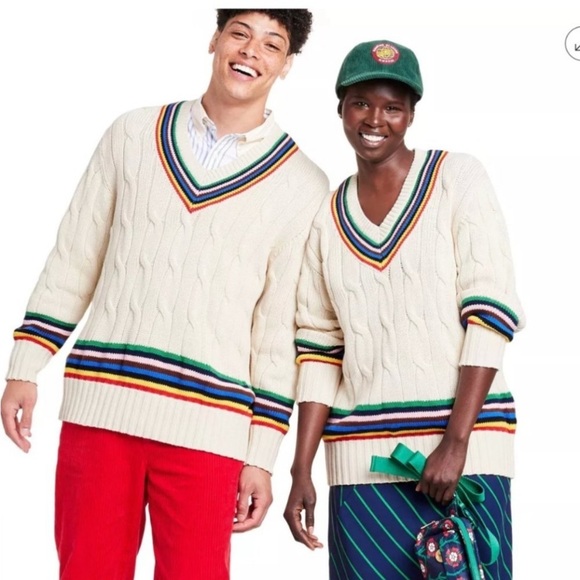 Adult Croquet Stripe Cable-Knit Sweater from Rowing Blazers × Target new - Picture 1 of 11
